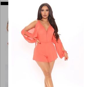 NWOT. Beautiful coral romper 🌷